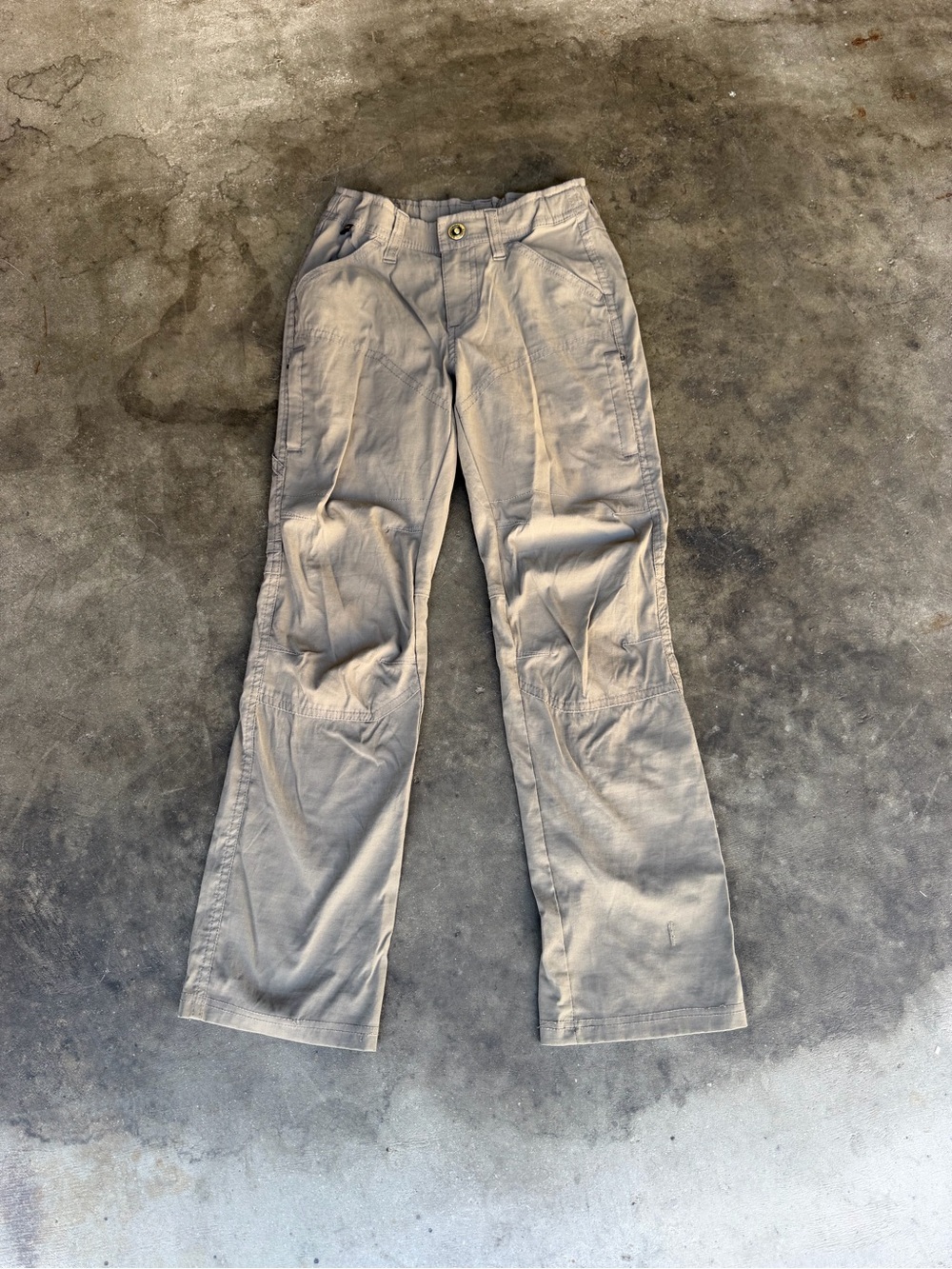 Kuhl Cargo Zipper Pocket Pants Solid Tan Hiking Boys (7-8)